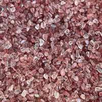 Grade A++ Strawberry Quartz Semi Tumbled Gemstone Mini Chips 4 - 8 mm, Bulk Lot