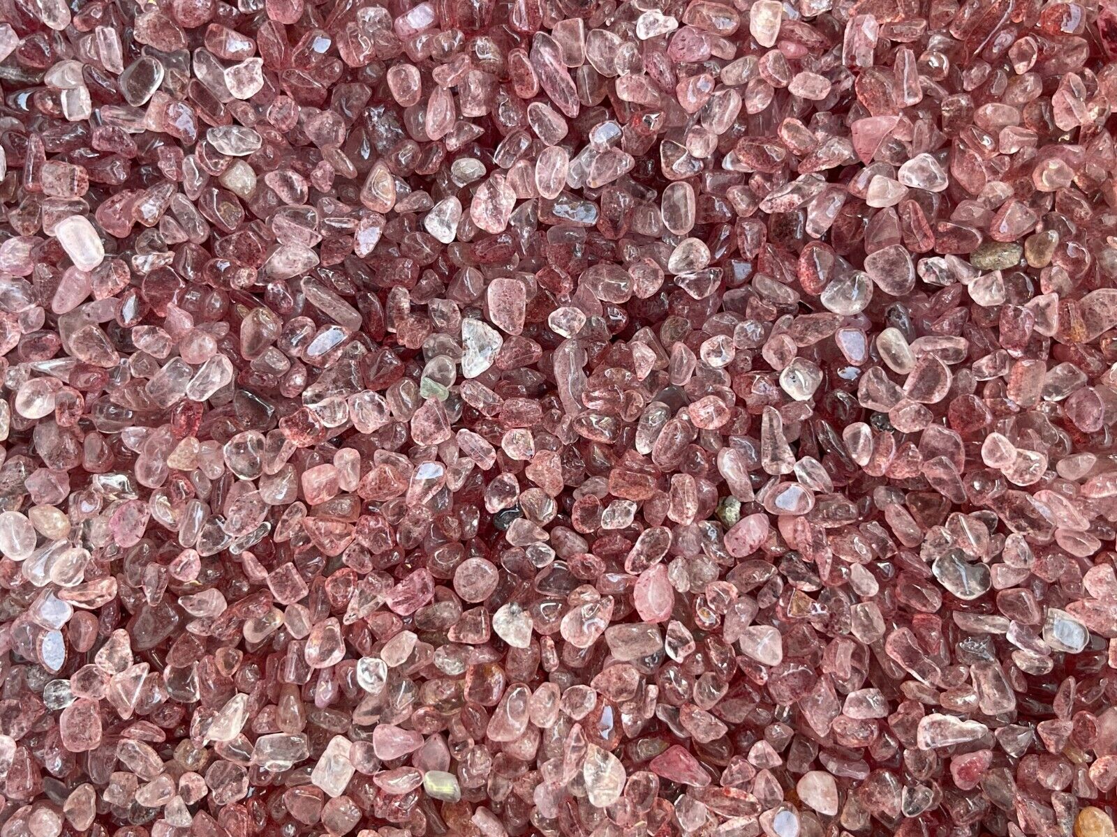 Grade A++ Strawberry Quartz Semi Tumbled Gemstone Mini Chips 4 - 8 mm, Bulk Lot