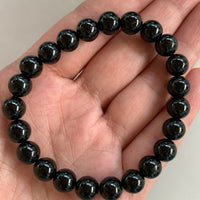 Grade A++ Black Tourmaline Crystal Bead Bracelet 8mm, Genuine Gemstone Bracelet