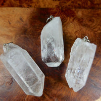 Raw Quartz Crystal Pendant Large Rough Clear Point Necklace Charm