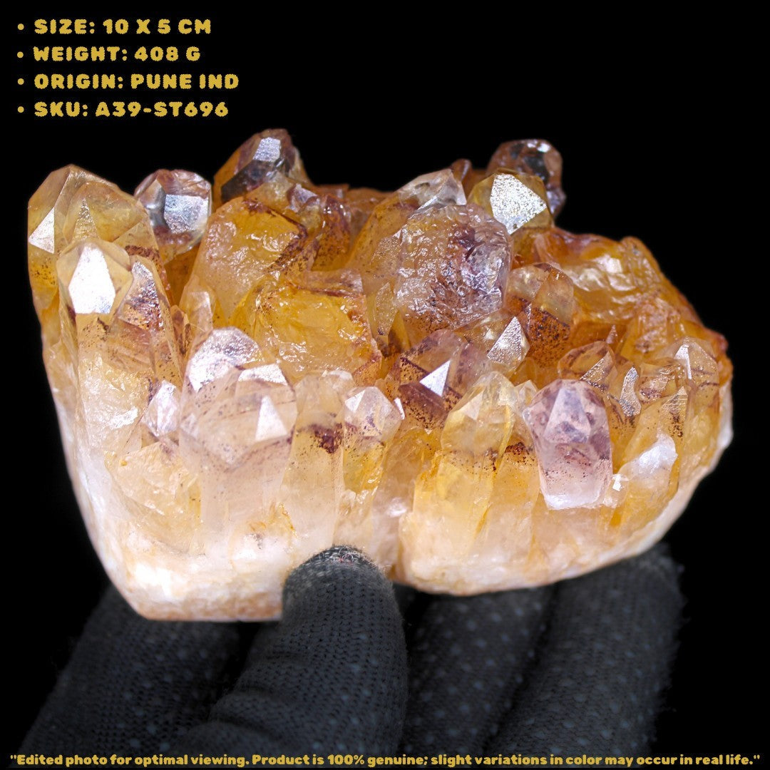 408g Phantom Quartz Cluster Natural Healing Crystal from India