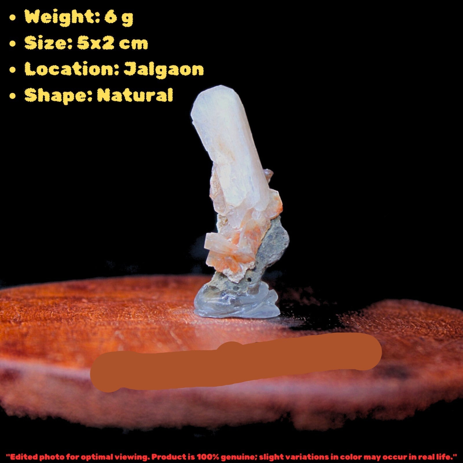 Natural Orange Stilbite Mineral 6g 5x2cm | Rare Healing Crystal from India