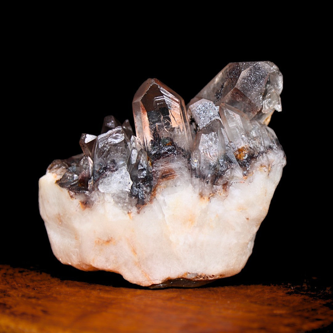 Black Phantom Quartz Cluster 210g 6x6cm Raw Crystal from India