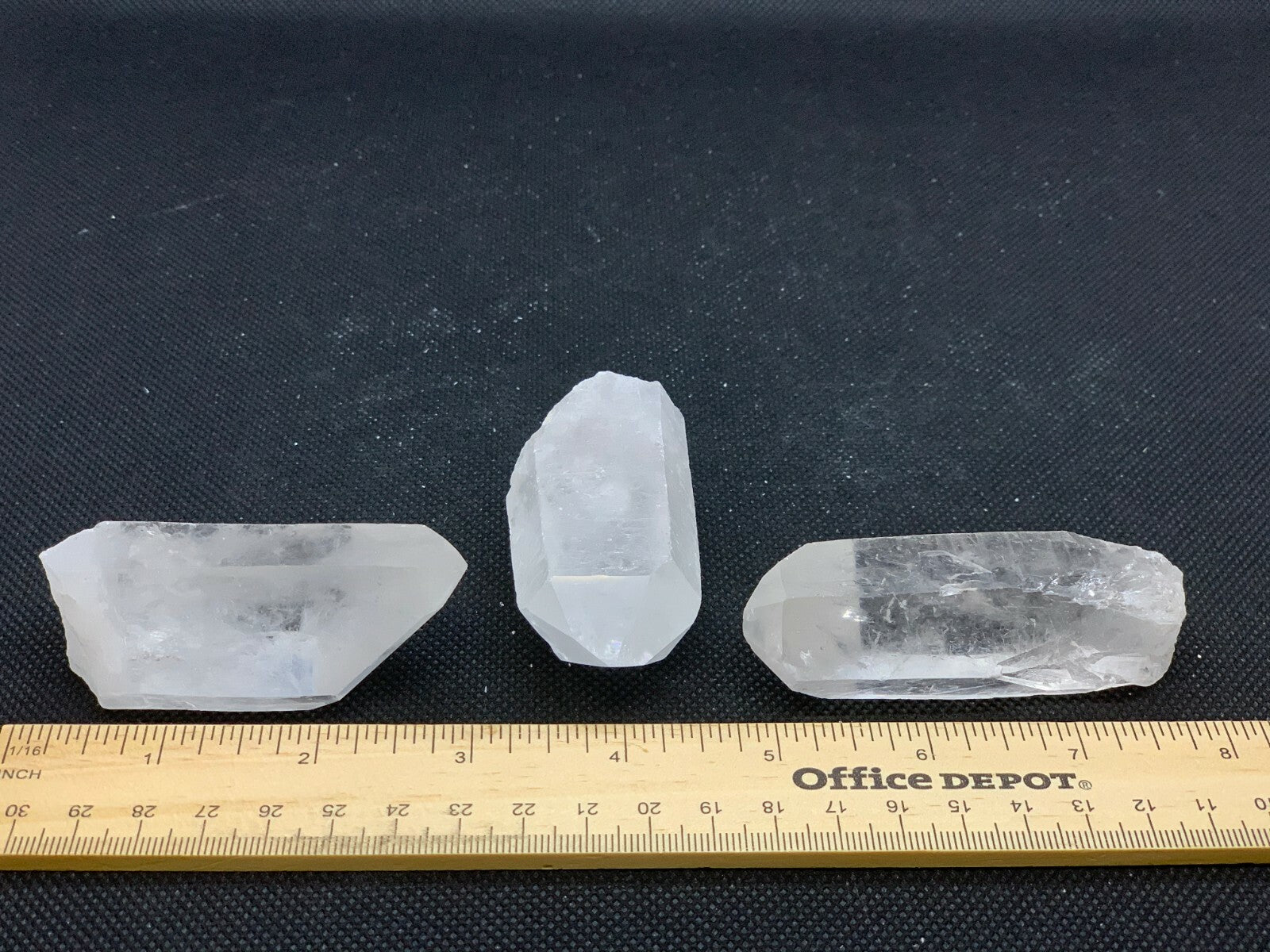 Set of 3 Extra Large Natural Clear Quartz Points, 2 to 3.5 Inches Clear Quartz