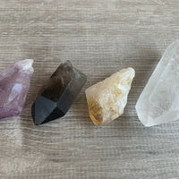 Amethyst Citrine Quartz Smoky Quart Points: 4 Crystal Collection,Healing Crystal