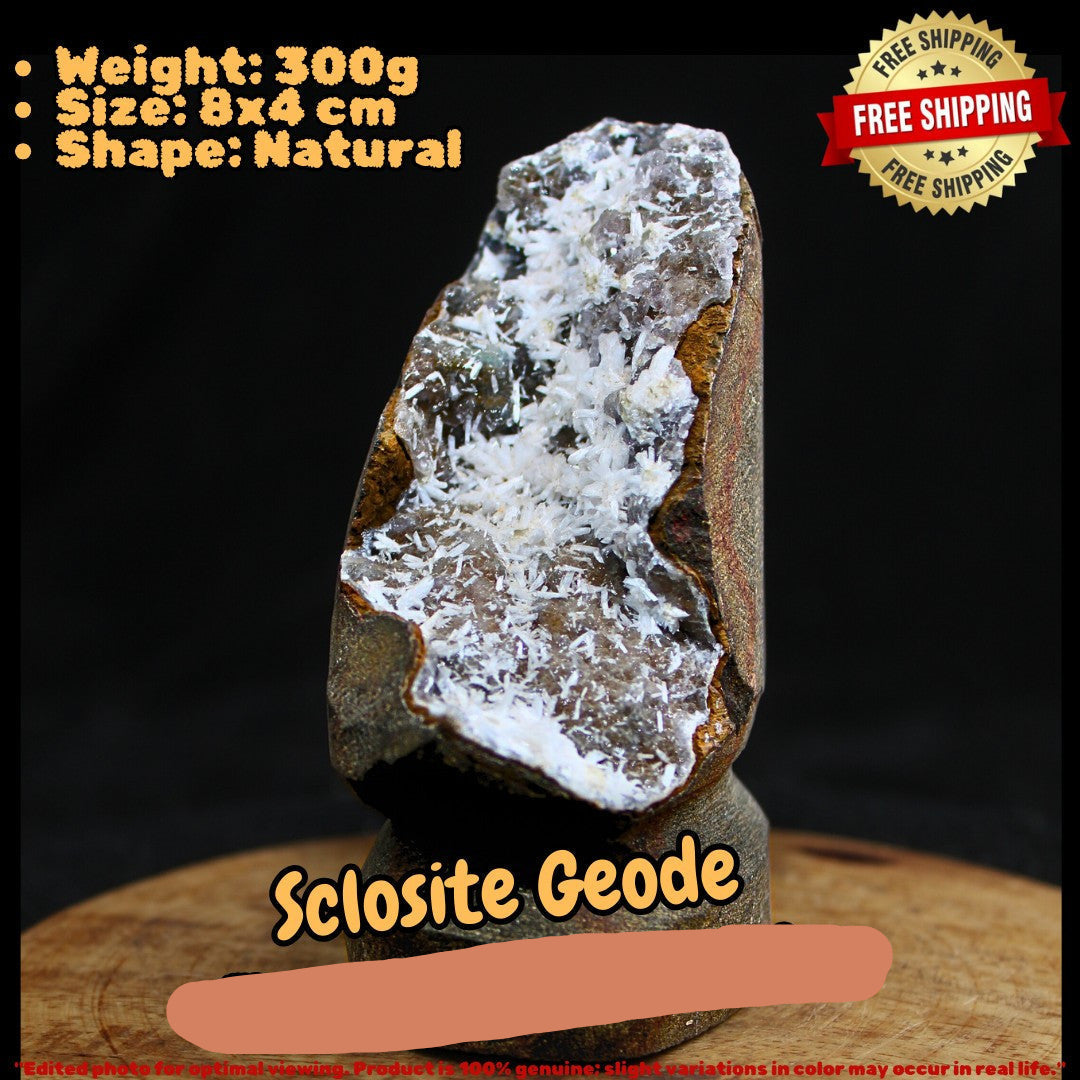Rare 300g Scolecite Sprays in Heulandite Geode Mineral Specimen India