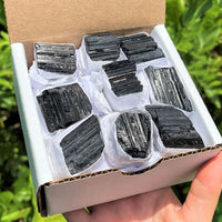 Bulk Extra Grade Natural Rough Black Tourmaline Rods | 8–10 Pc Box Lot