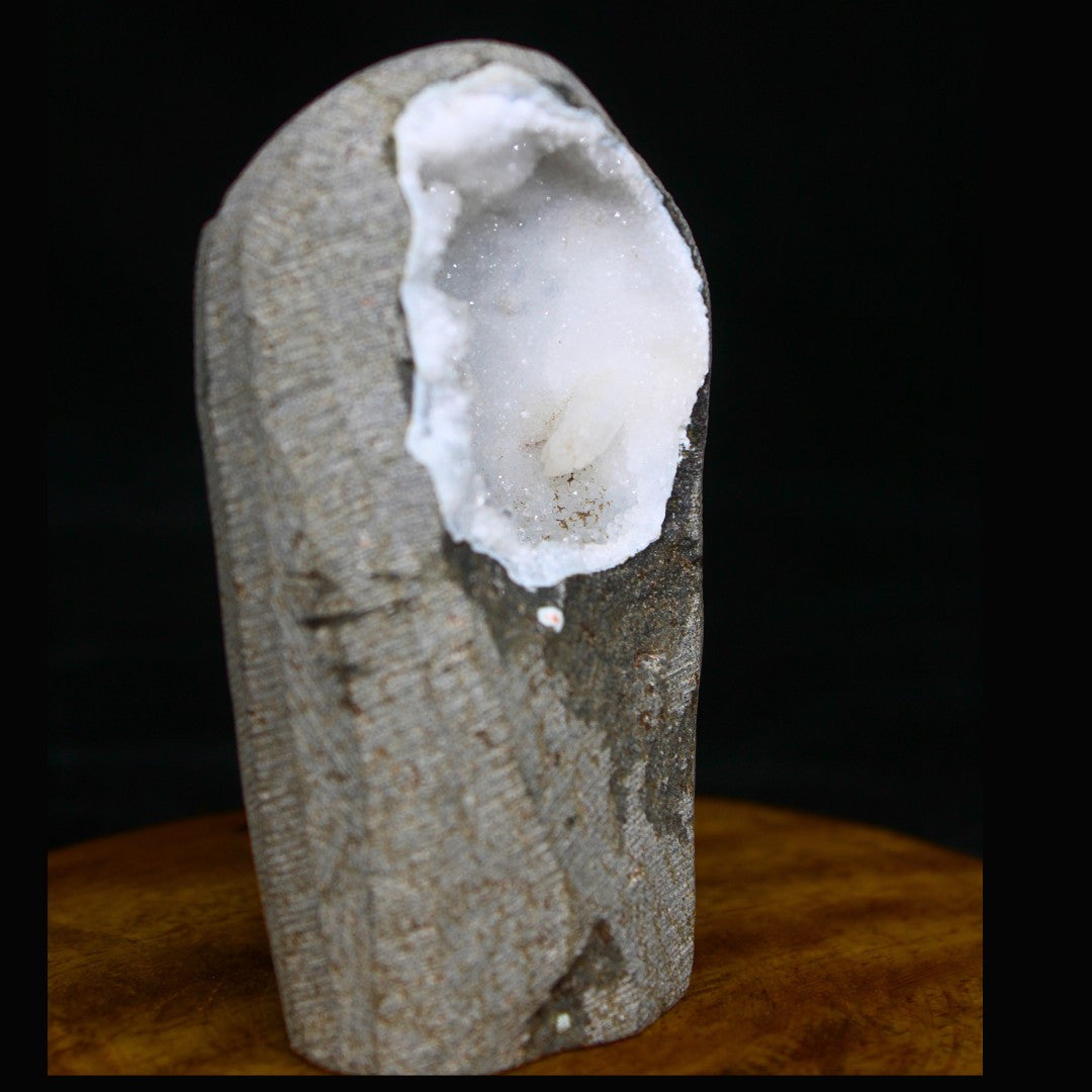180g Scolecite Spray with White Apophyllite in Heulandite Geode India