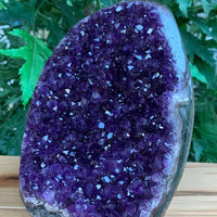 Finely Polished Uruguay Deep Purple Amethyst Cluster Crystal Geode, Pick a Size