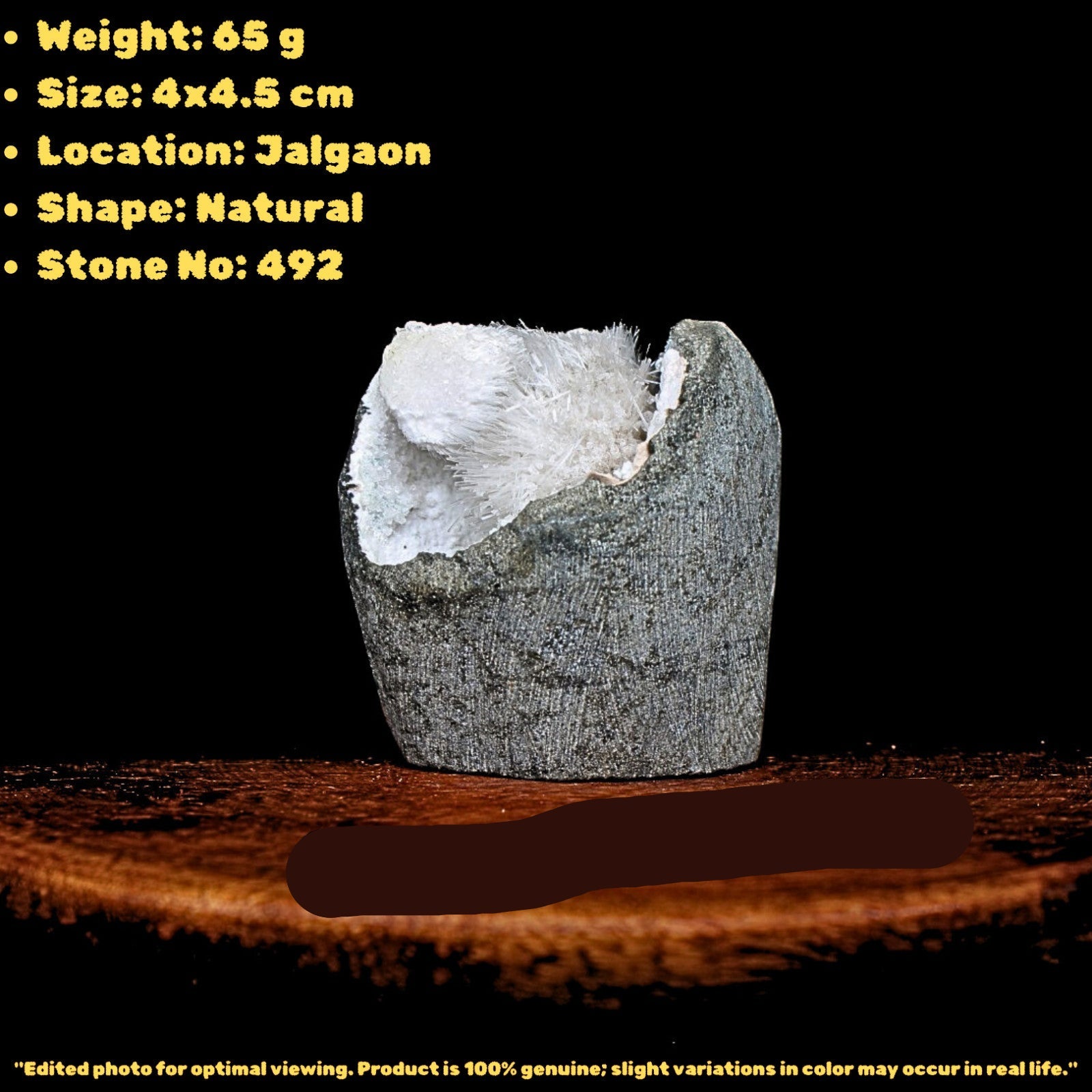 Scolecite Geode 65g Reiki Crystal for Peace Crown Chakra Healing