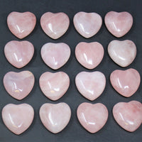 Rose Quartz Heart: Bulk 10 Piece Lot (Pocket Size 1" Puffed, Pink) Wholesale