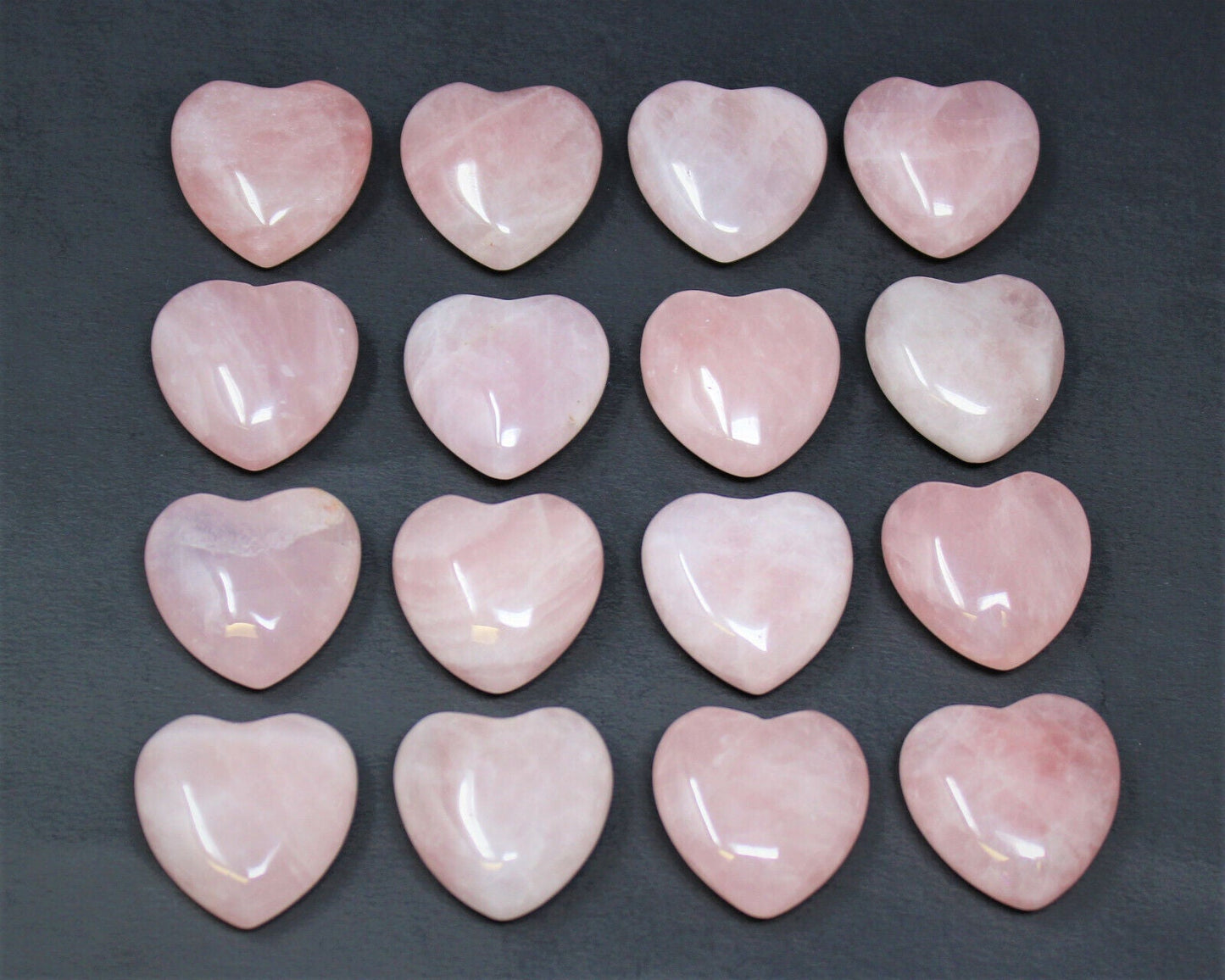Rose Quartz Heart: Bulk 10 Piece Lot (Pocket Size 1" Puffed, Pink) Wholesale