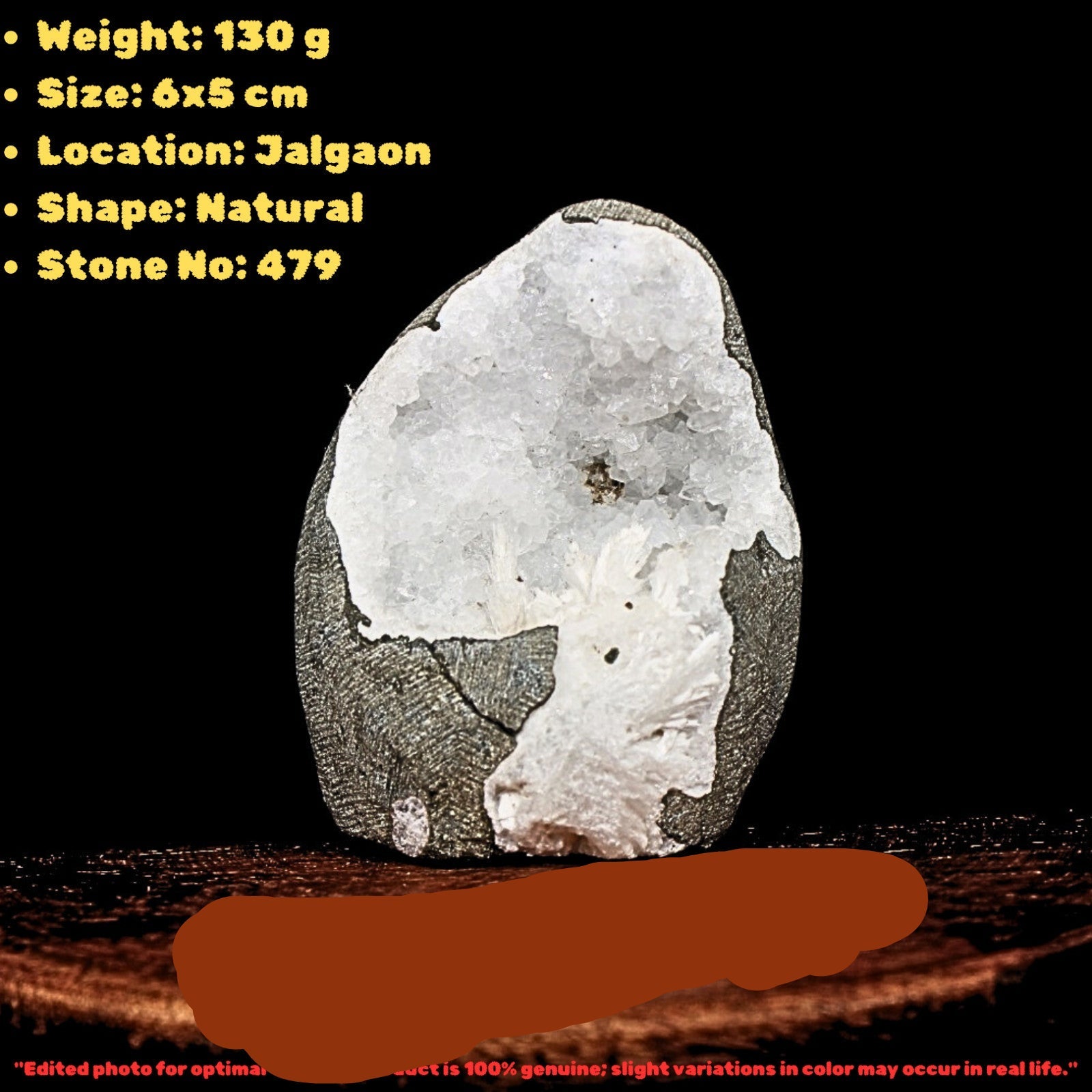 130g MM Quartz with Scolecite Geode Natural Mineral Cluster 6x5cm India