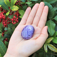 Lepidolite Palm Stone, Hand Polished Lepidolite Pebble (Third Eye Chakra)