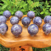Lepidolite Crystal Sphere LARGE 2" Sphere + Stand (AA Quality Lepidolite Sphere)