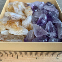 Amethyst Citrine Crystal Points and Chunks Collection,1/2 Lb Amethyst & Citrine