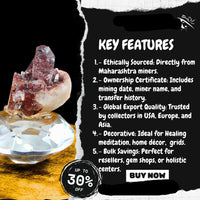 Rare Red Phantom Quartz on Matrix Mineral Specimen Crystal Cluster Collectible