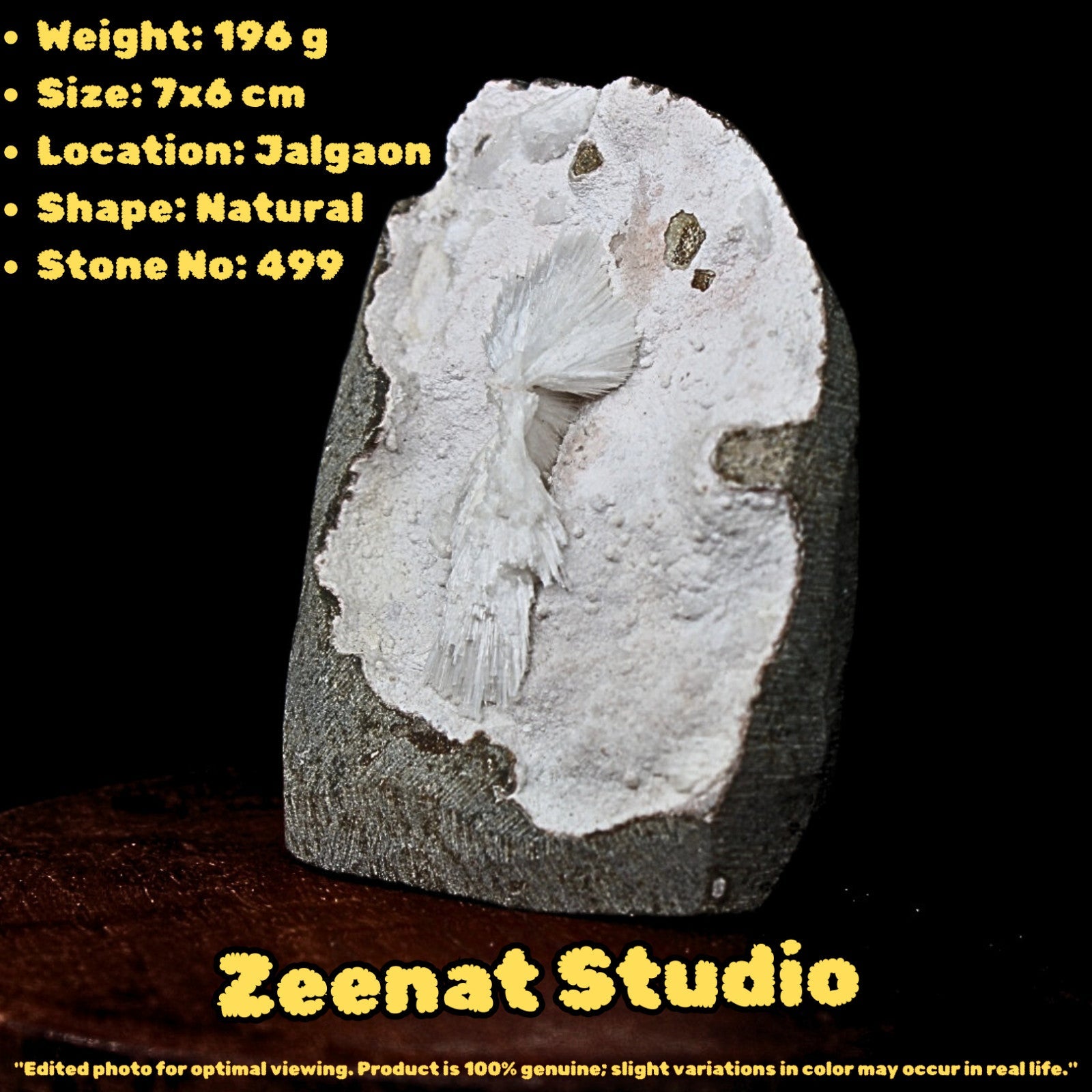 196g Mordenite Scolecite Geode Rare Crystal Needle Cluster from India