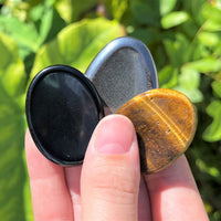 Triple Protection Worry Stone Set - Gold Tiger Eye, Black Obsidian & Hematite