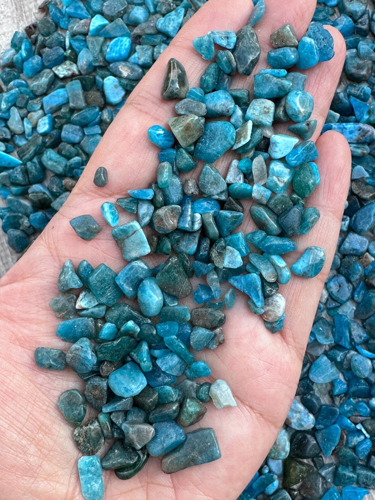 Grade A++ Apatite Semi Tumbled Gemstone Mini Chips 4 - 8 mm, Wholesale Bulk Lot