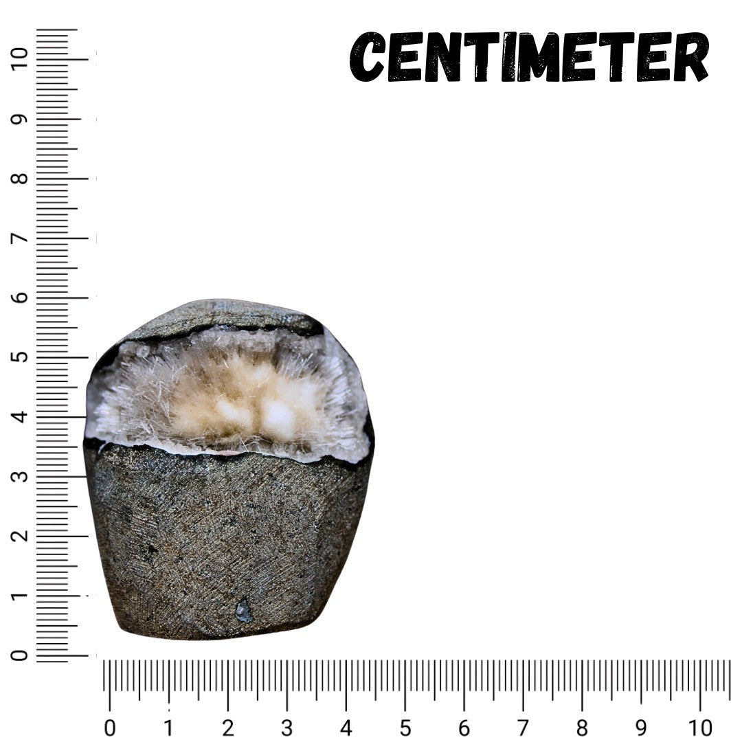 Quartz Geode with Scolecite Crystal Cluster 210g Healing Stone India