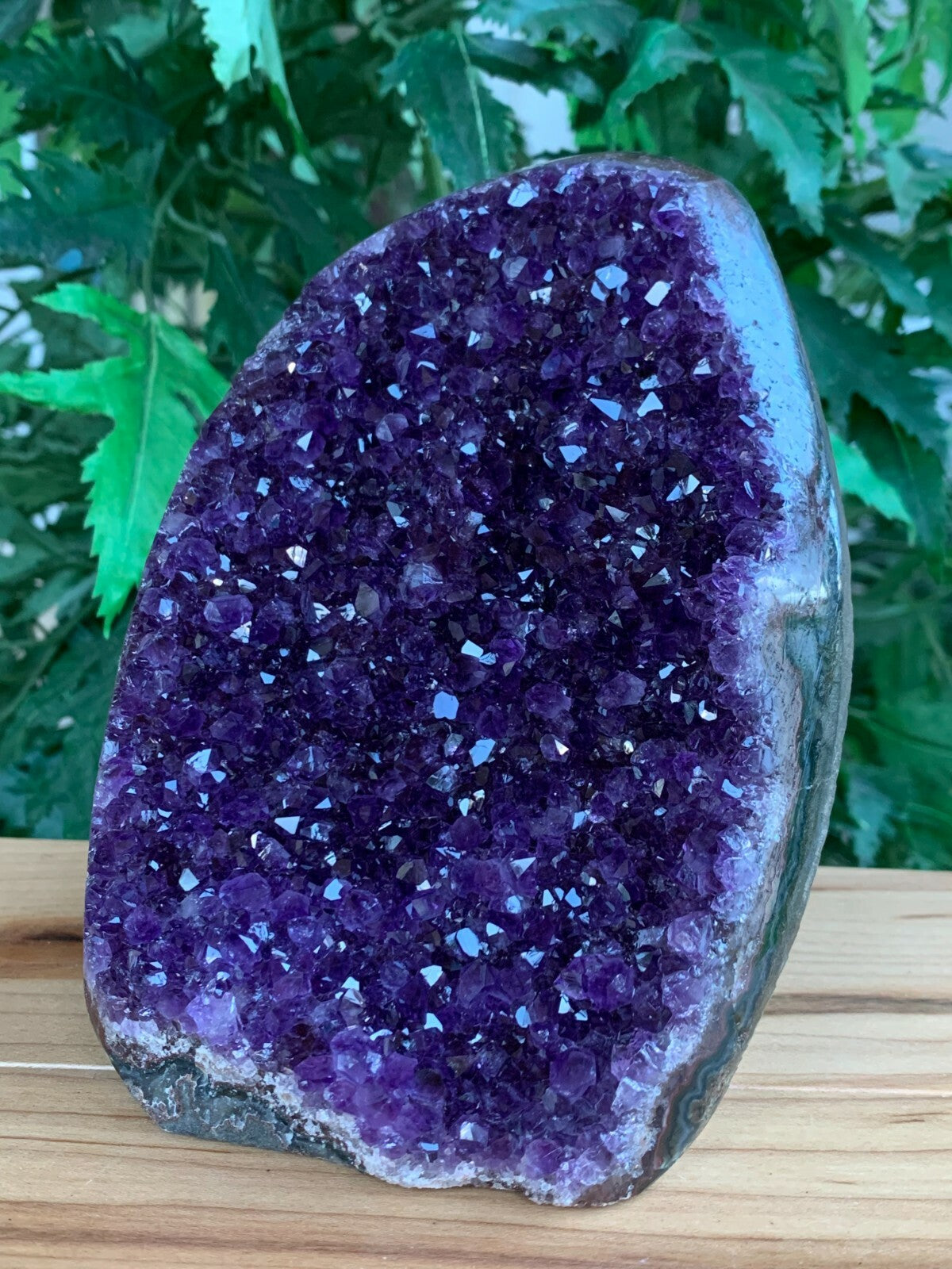 Finely Polished Uruguay Deep Purple Amethyst Cluster Crystal Geode, Pick a Size