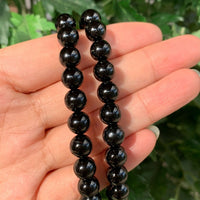 Grade A++ Black Tourmaline Crystal Bead Bracelet 8mm, Genuine Gemstone Bracelet