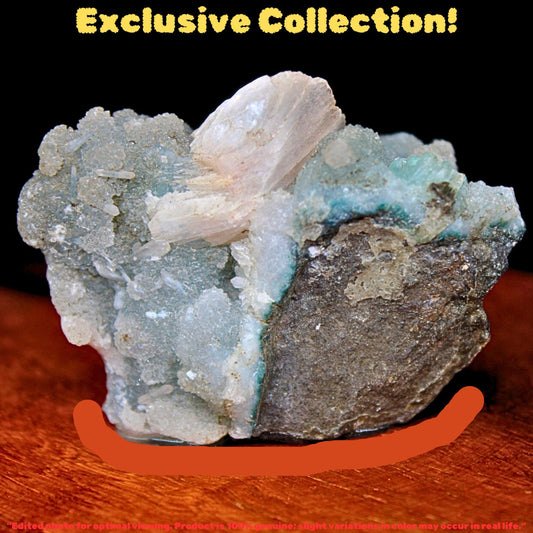 Green Chalcedony & Stilbite Crystal 60g | Calm Energy, Healing Stone 6x4 cm