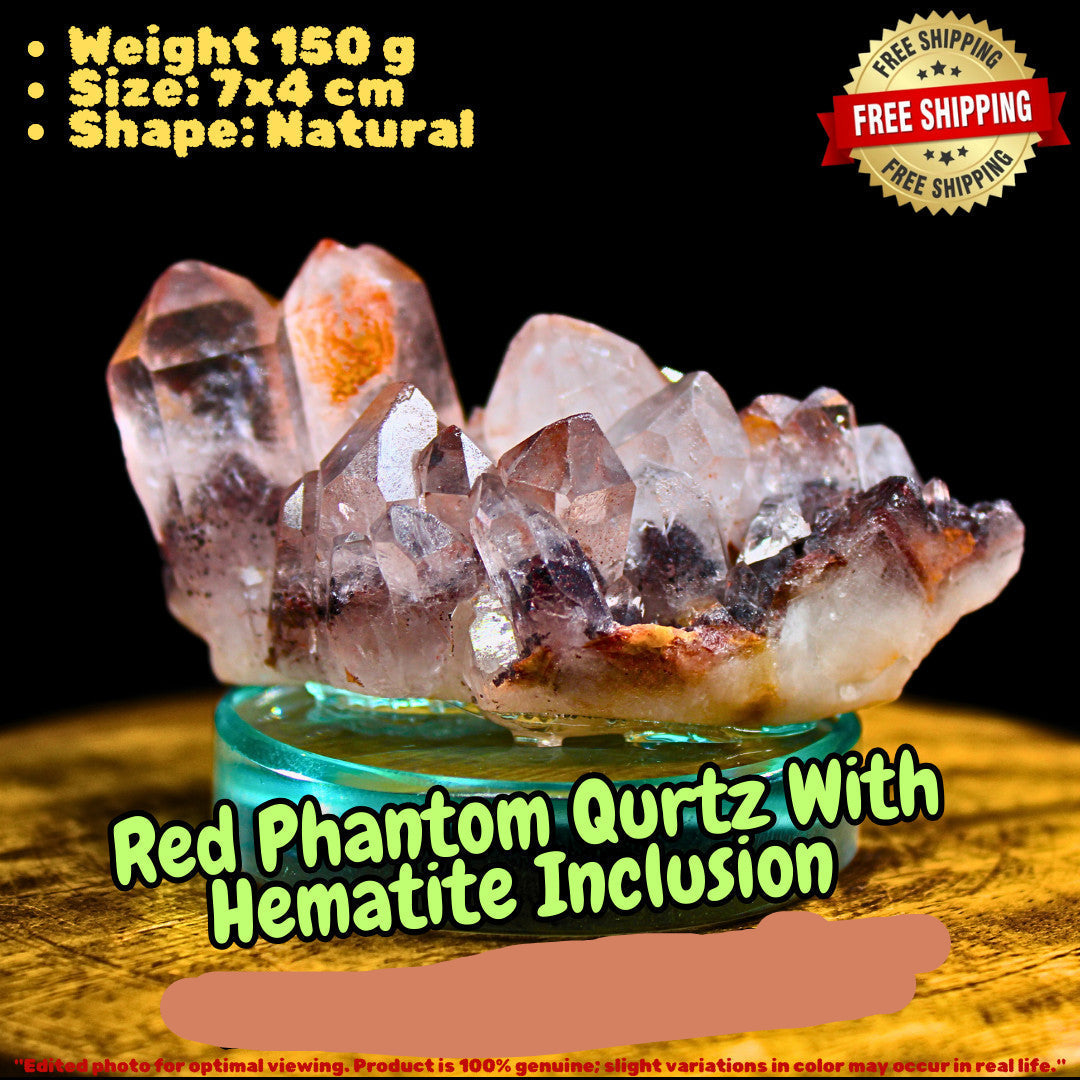 Red Phantom Quartz Sphere Hematite Crystal Ball 150g Root Chakra Healing