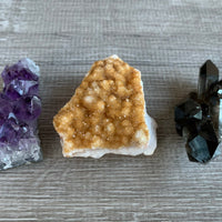 3 Piece Healing Crystal: Citrine, Amethyst &Smoky Quartz Crystal Clusters Geodes