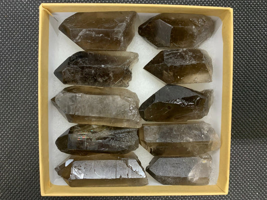 10 Pieces Natural Smoky Quartz, Grade A+ Smoky Quartz Crystal Points Gift Set