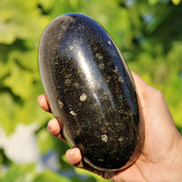 155MM Black Nuummite Crystal Healing Energy Reiki Aura Metaphysical Stone Lingam