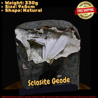 Scolecite Spray on Quartz Geode 330g Healing Crystal Reiki Meditation Stone