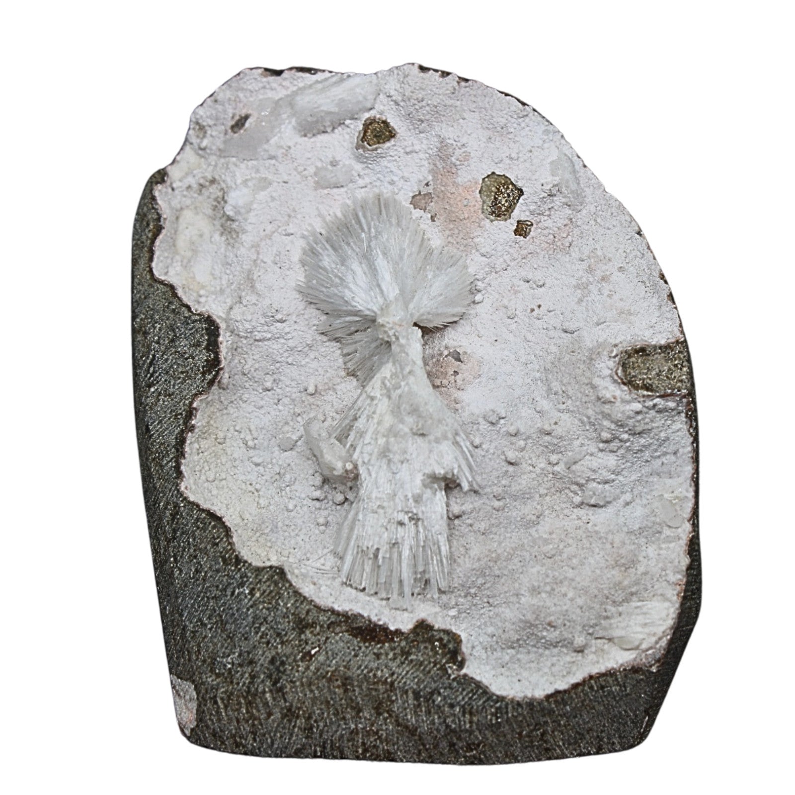 196g Mordenite Scolecite Geode Rare Crystal Needle Cluster from India