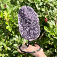 Amethyst Crystal Geodes On Metal Stands - Natural Amethyst Cluster Specimens