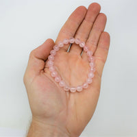 Rose Quartz Bead Bracelet – 8mm Natural Pink Round Crystals | Stretch Fit