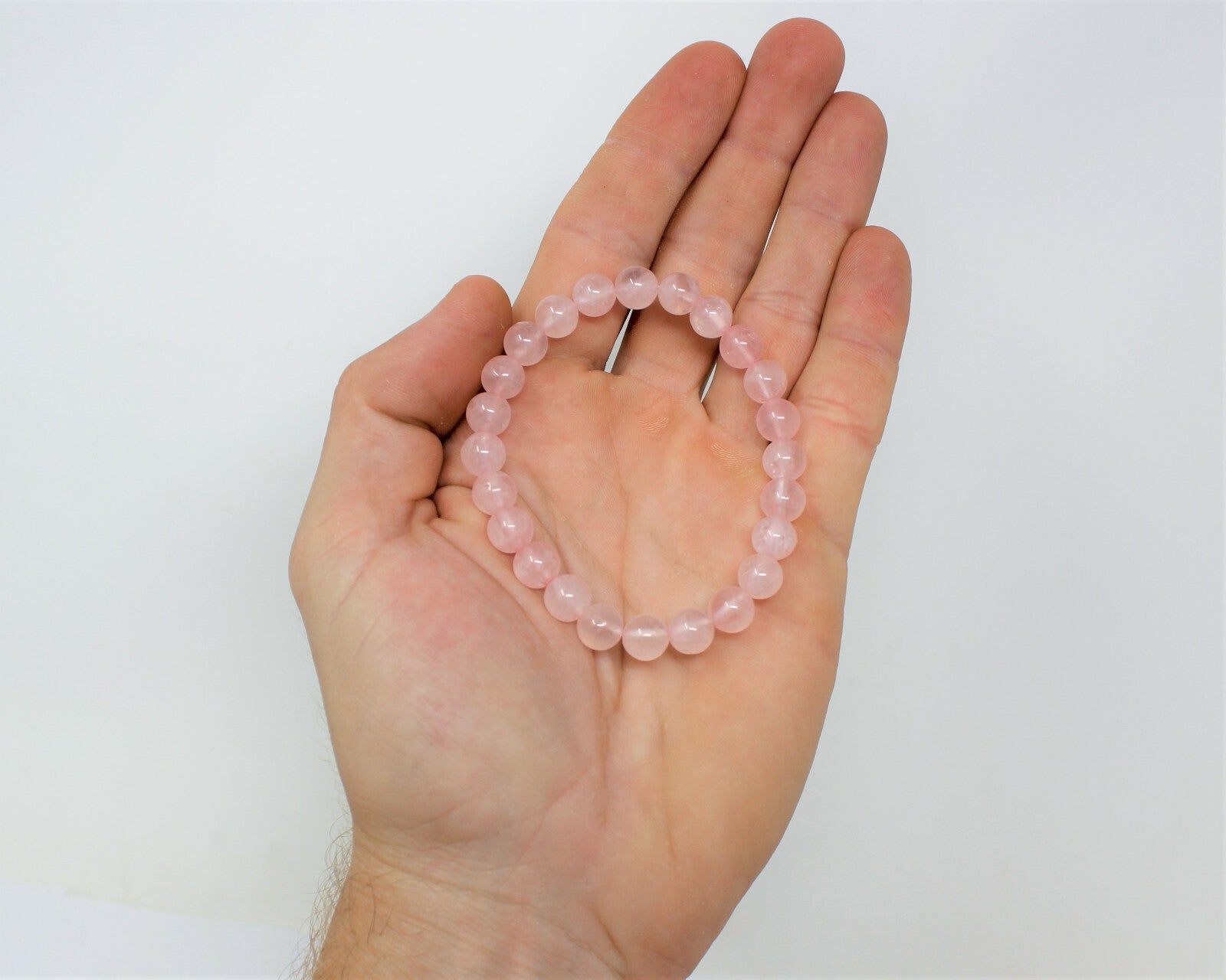 Rose Quartz Bead Bracelet – 8mm Natural Pink Round Crystals | Stretch Fit