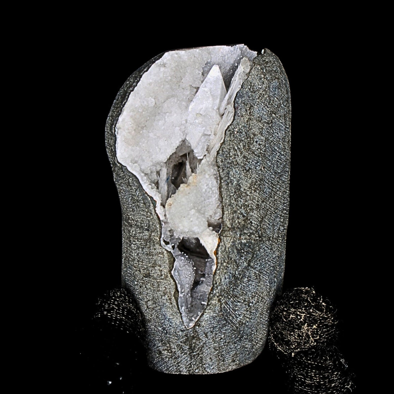 185g Scolecite Geode Cabinet Specimen with Radiating Needles from India