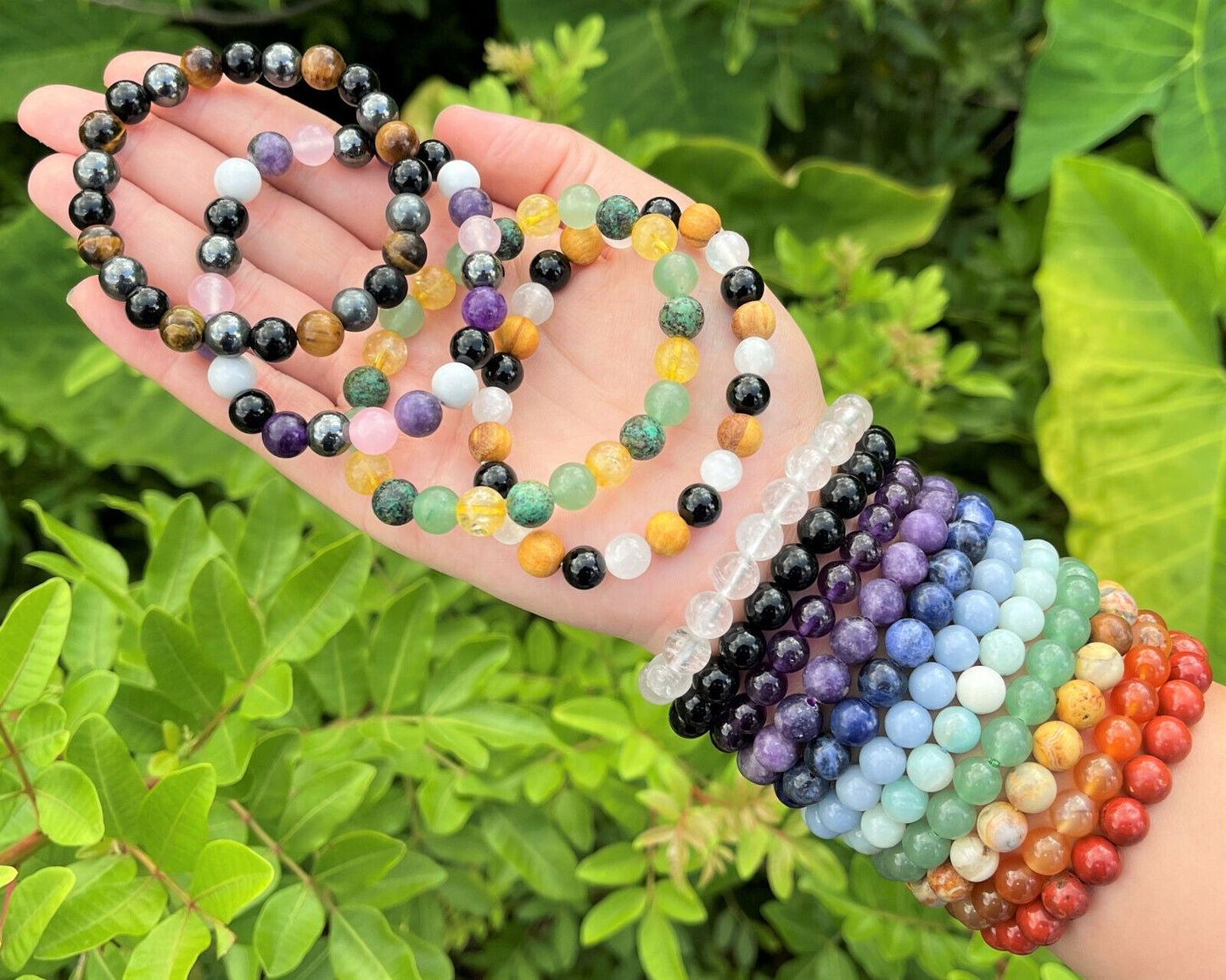 8 mm Bead Gemstone Bracelets: BUY 3 GET 1 FREE! (Stretch Crystal Bead Bracelets)