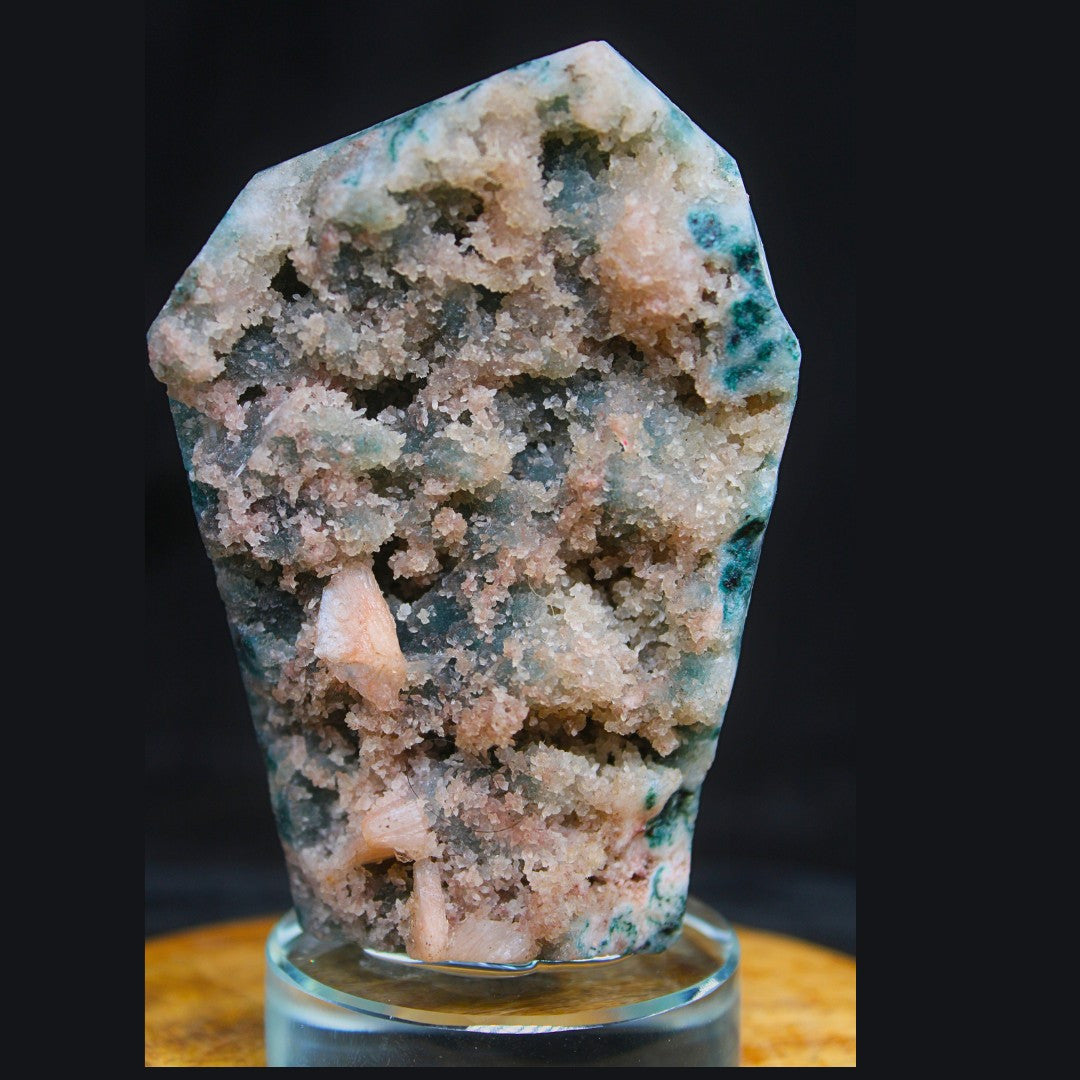 400g Natural Stilbite on Chalcedony Coral Mineral Specimen from India