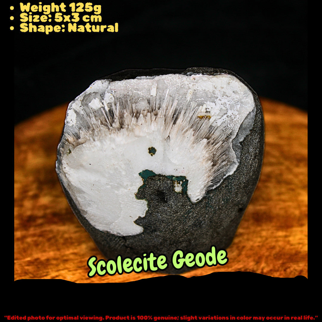 Scolecite Geode Crystal 125g Natural Zeolite Cluster Healing Stone India