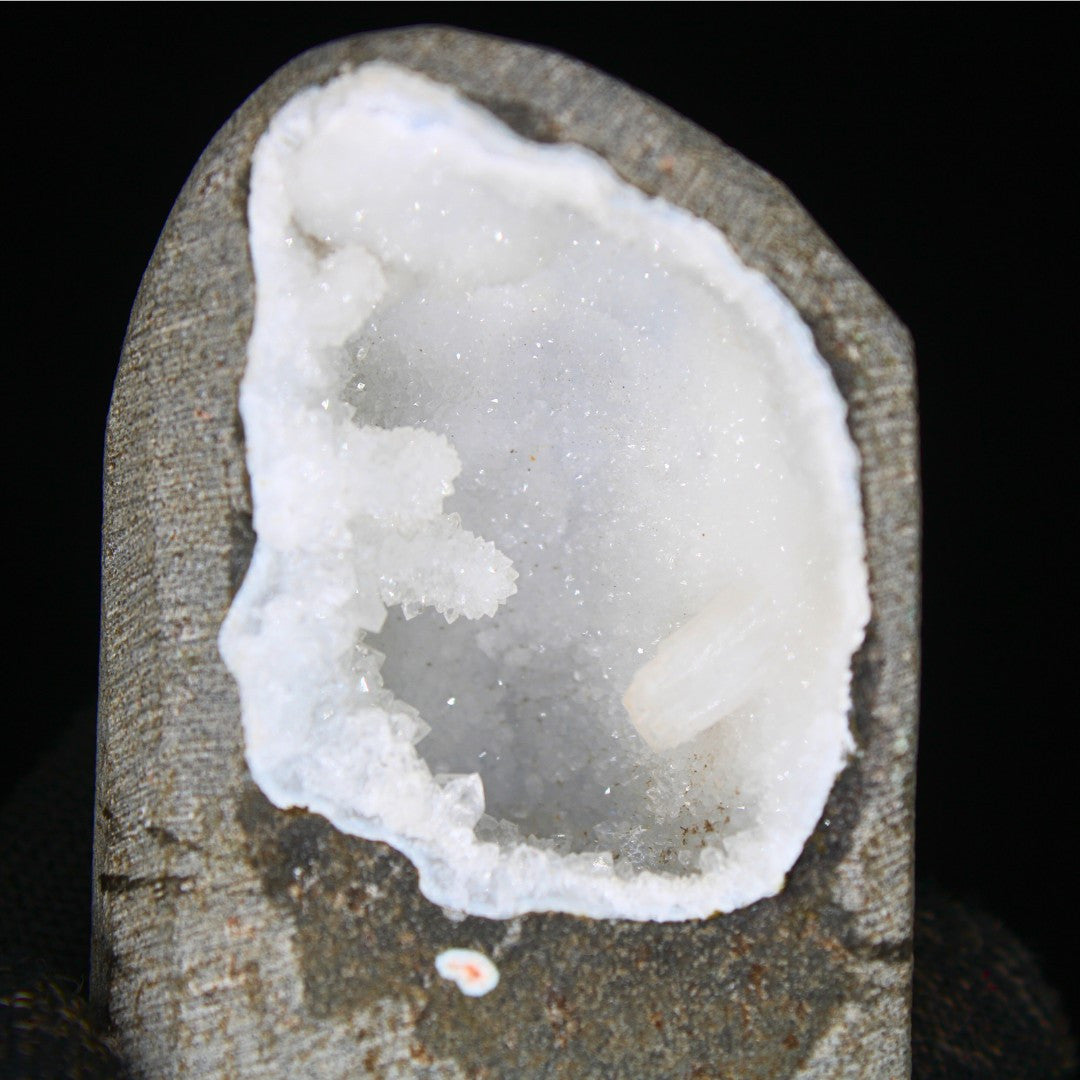 180g Scolecite Spray with White Apophyllite in Heulandite Geode India