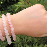 Rose Quartz Bead Bracelet – 8mm Natural Pink Round Crystals | Stretch Fit