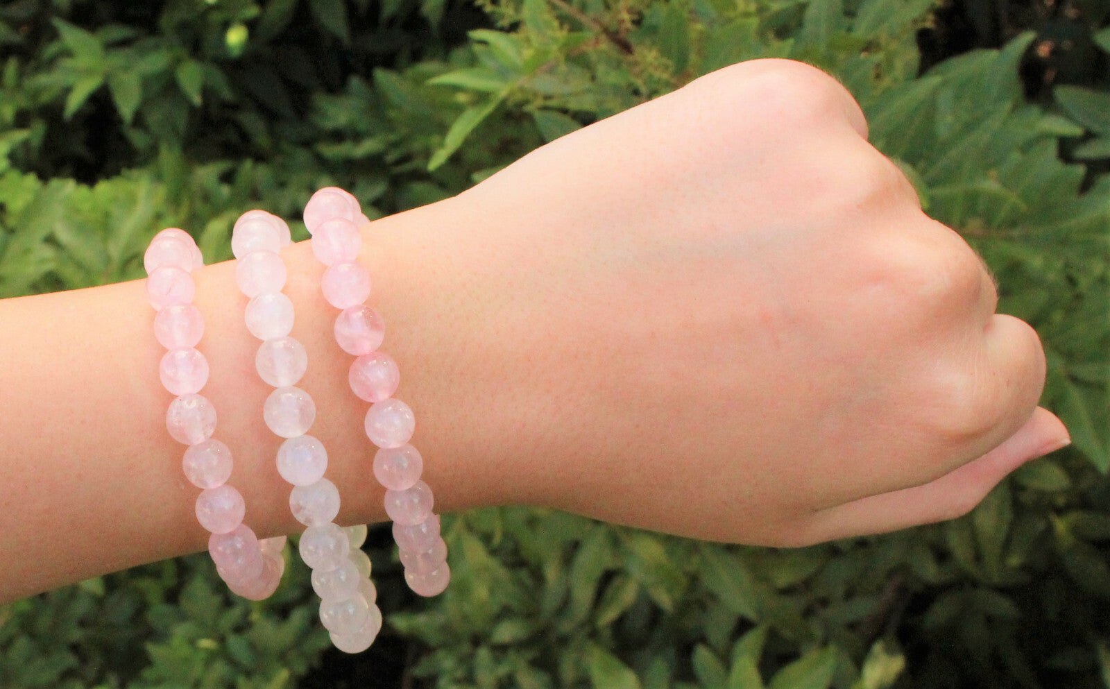 Rose Quartz Bead Bracelet – 8mm Natural Pink Round Crystals | Stretch Fit