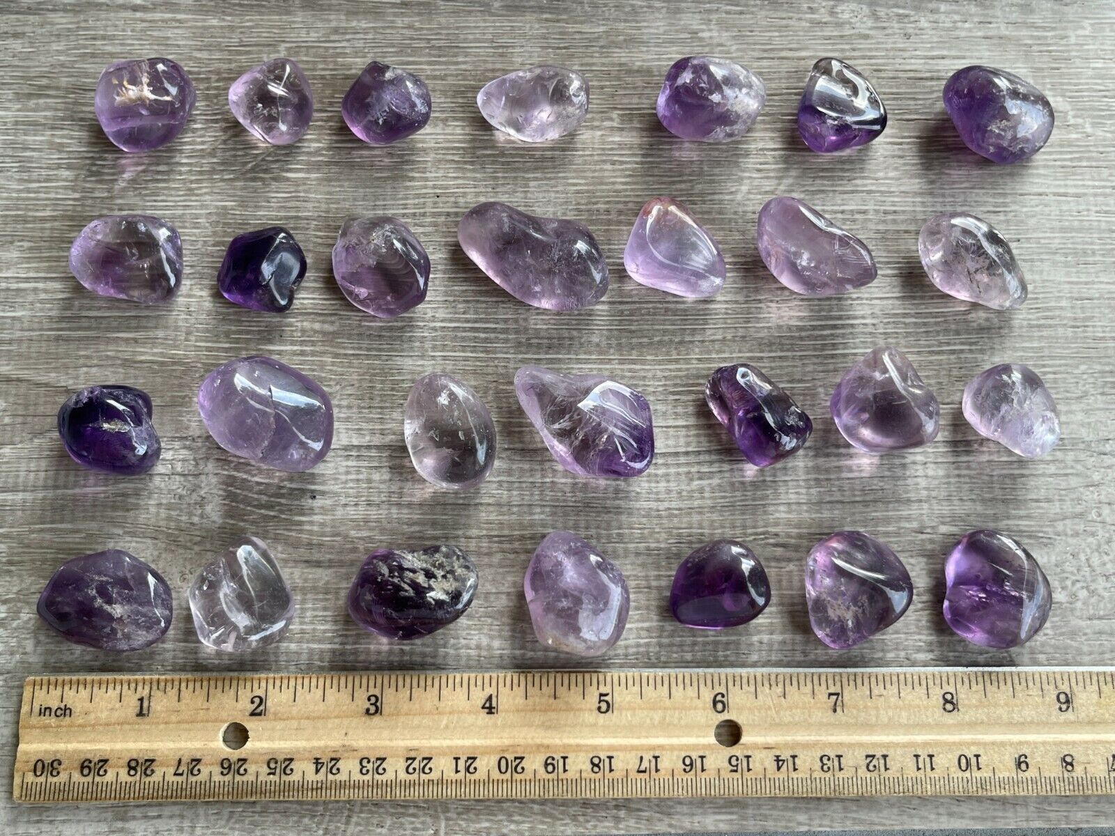Grade A++ Amethyst Tumbled Stones, 0.75"-1.25" Amethyst Polished Stone, Bulk Lot