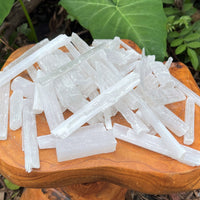 BULK 1/2 lb Lot Selenite Logs Crystal Sticks Wand Blades Shardes CLEARANCE 8 oz