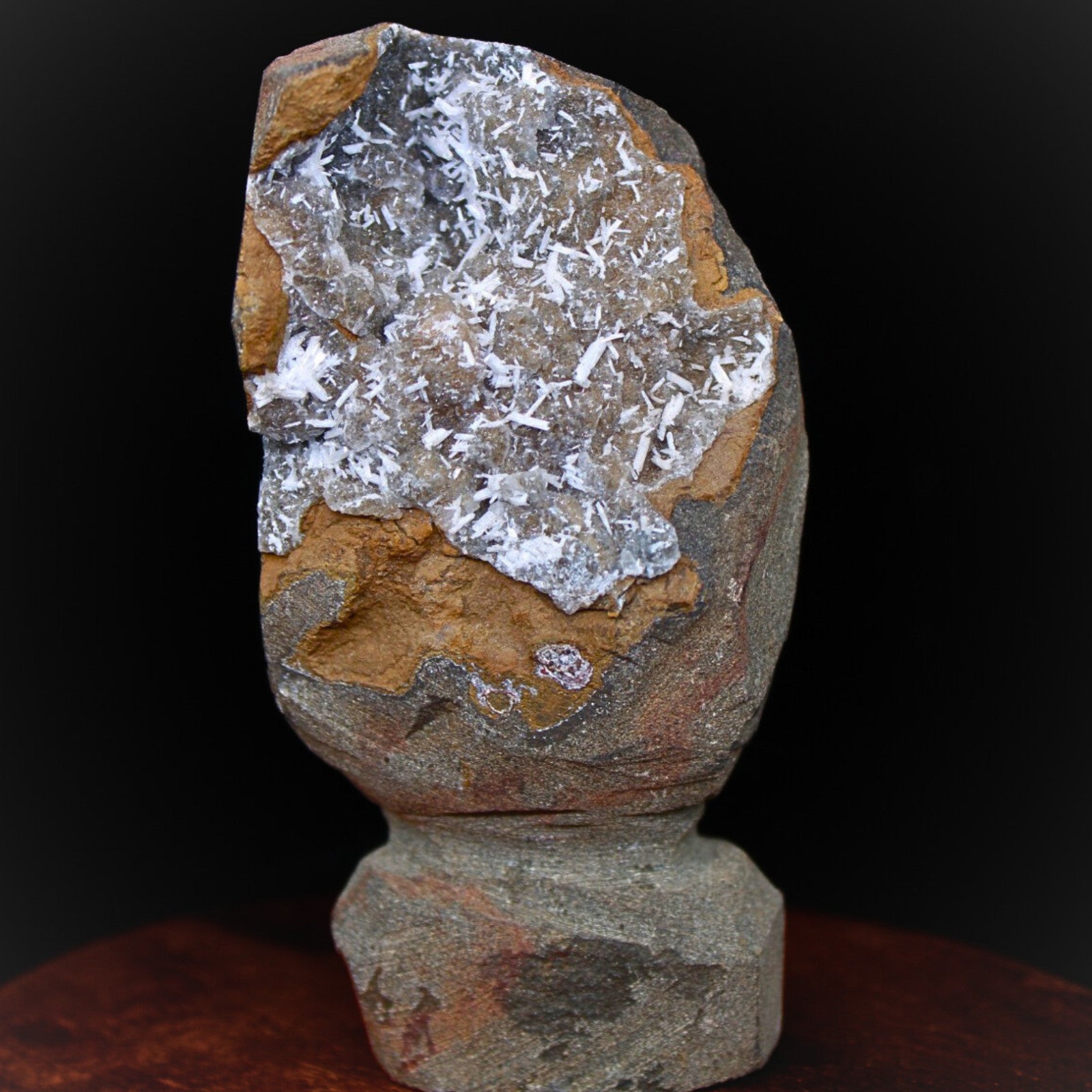 Natural Scolecite Geode Chalcedony Cluster High Healing Crystal Stone 230g