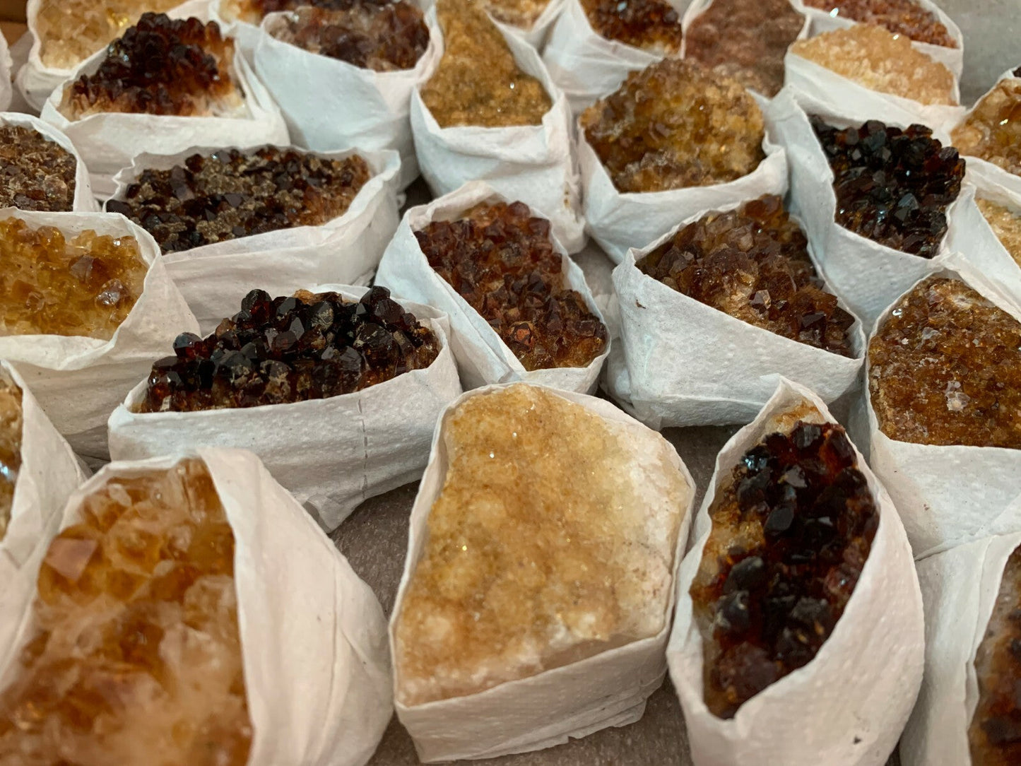 3 Piece Healing Crystal: Citrine, Amethyst &Smoky Quartz Crystal Clusters Geodes