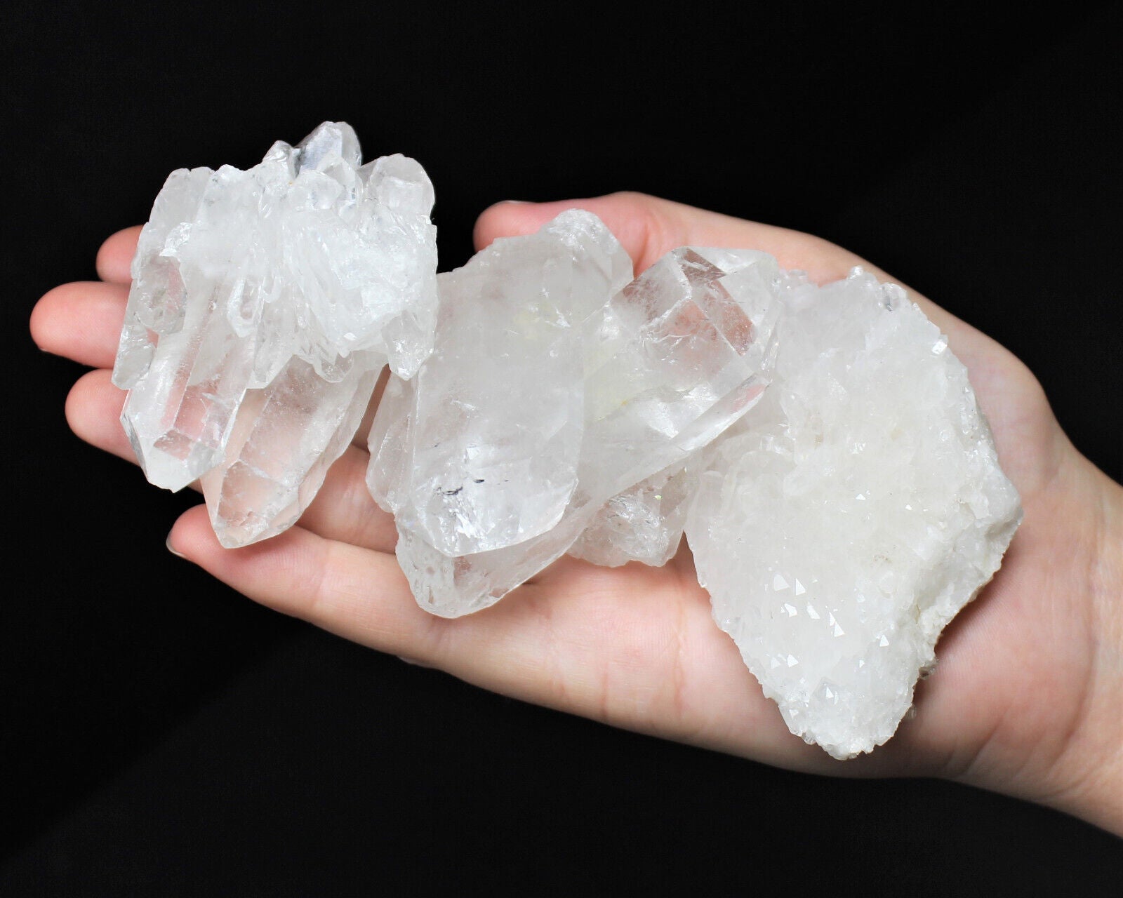 Bulk 1/2 lb (2 - 3 piece lot) Natural Clear Quartz Crystal Clusters Geodes