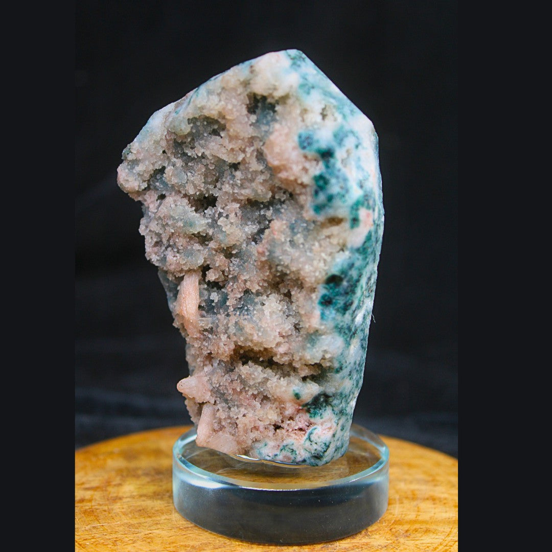 400g Natural Stilbite on Chalcedony Coral Mineral Specimen from India